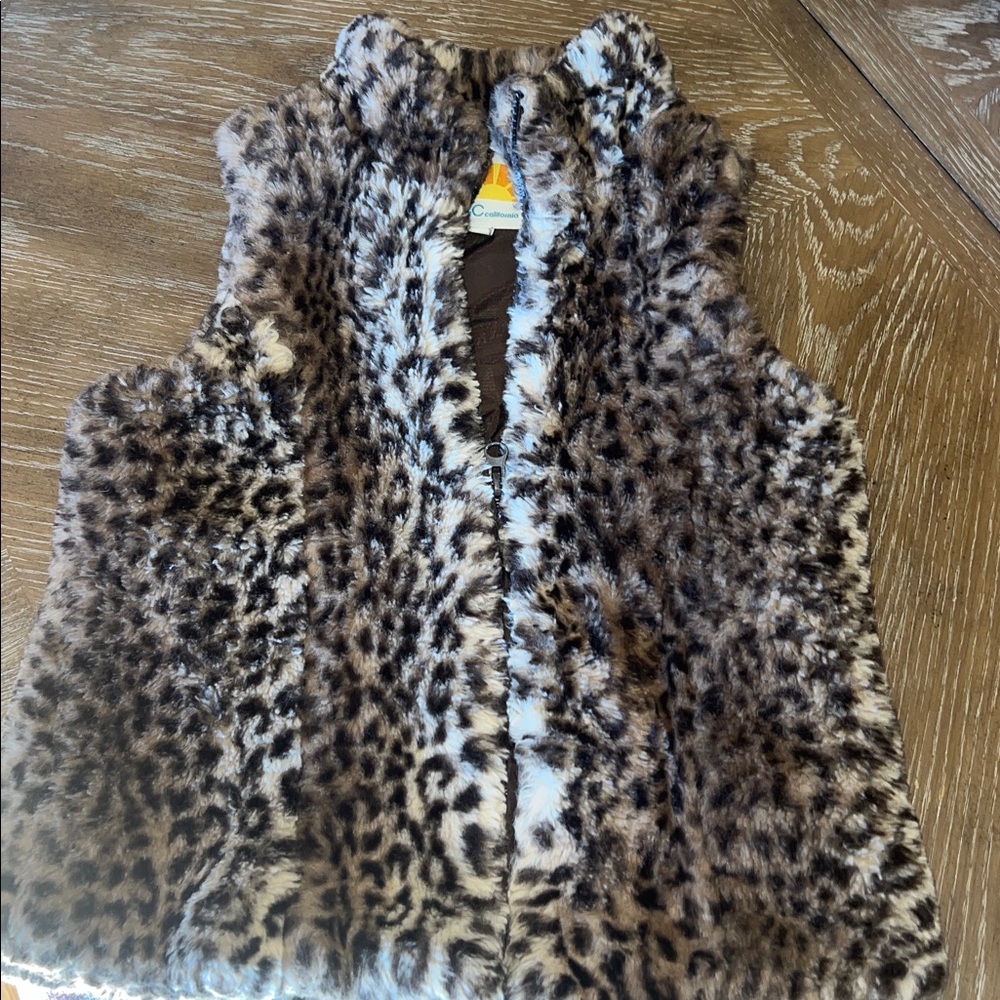 C&C California Kids Faux Fur Vest - Brown Leopard